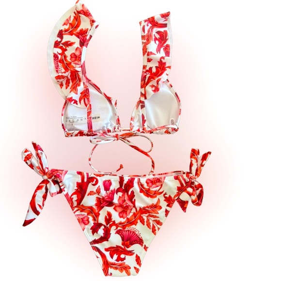 Shein - Women’s Red & White Floral Print Bikini Set - EUC - Picture 2 of 9